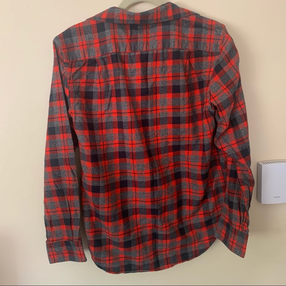 Old Navy Red & Gray Button Up Plaid Flannel - Picture 2 of 3